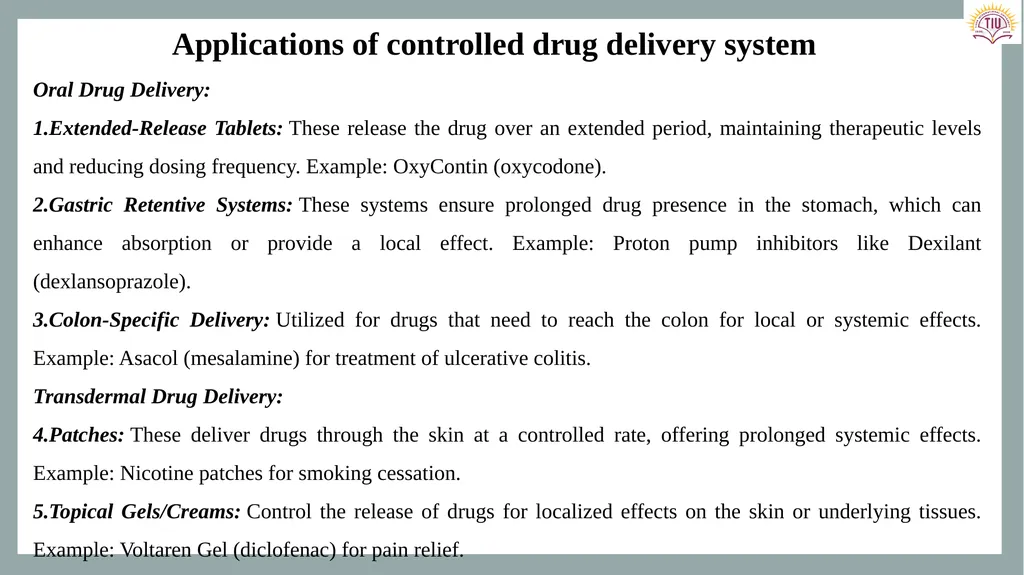 Controlled Release Drug Delivery Systems Dr. - slide 22 of 35