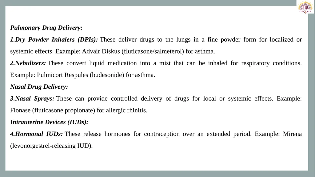 Controlled Release Drug Delivery Systems Dr. - slide 24 of 35