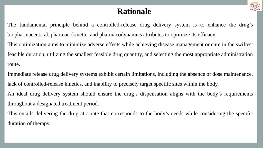 Controlled Release Drug Delivery Systems Dr. - slide 8 of 35