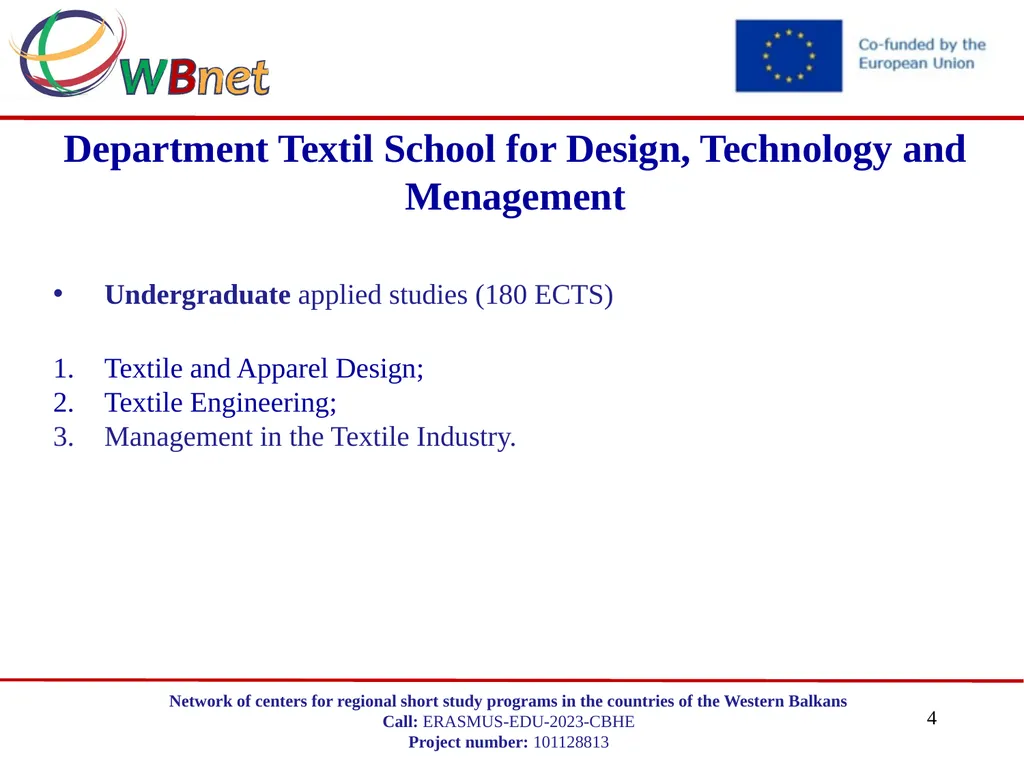 DEPARTMENT TEXTIL SCHOOL FOR DESIGN, TECHNOLOGY - slide 4 of 16