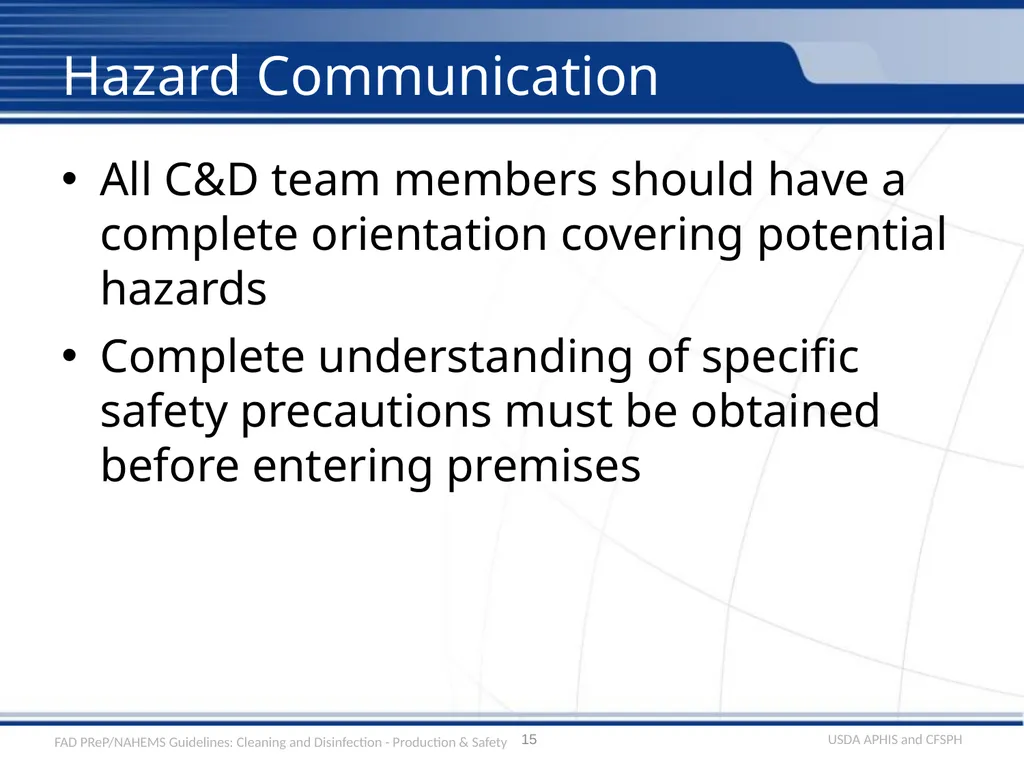 Cleaning and Disinfection Production Situations, - slide 15 of 18