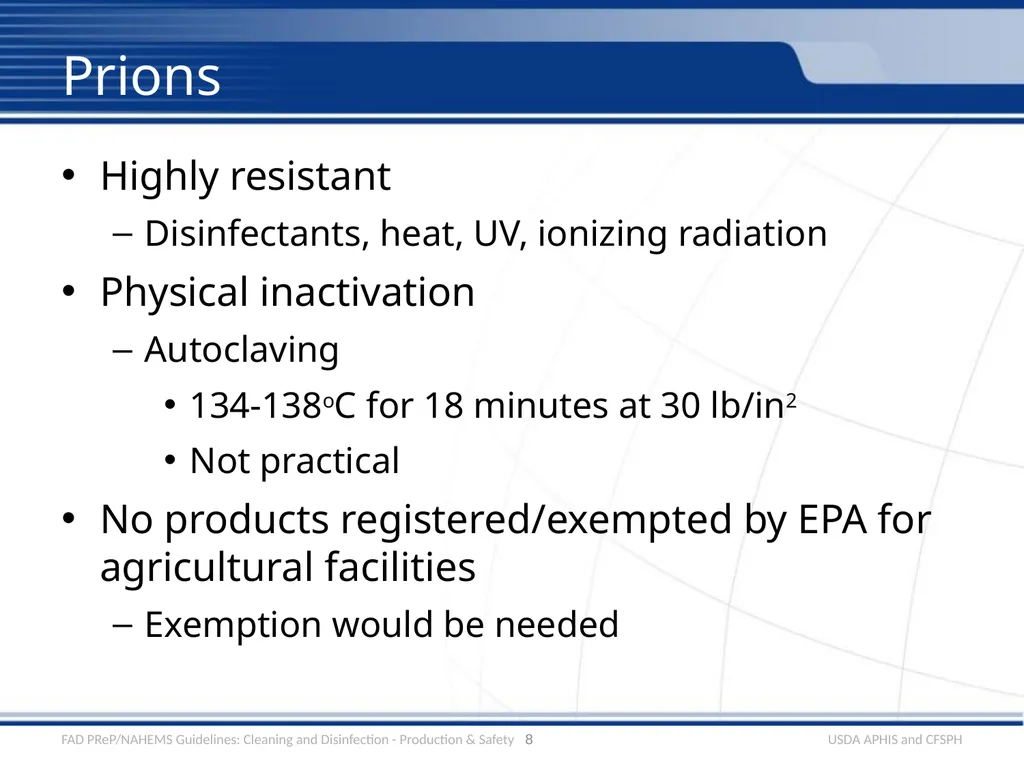 Cleaning and Disinfection Production Situations, - slide 8 of 18
