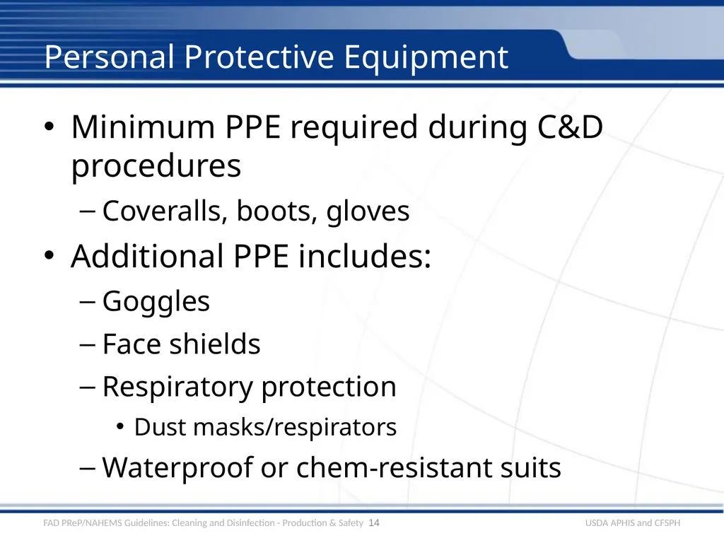 Cleaning and Disinfection Production Situations, - slide 14 of 18