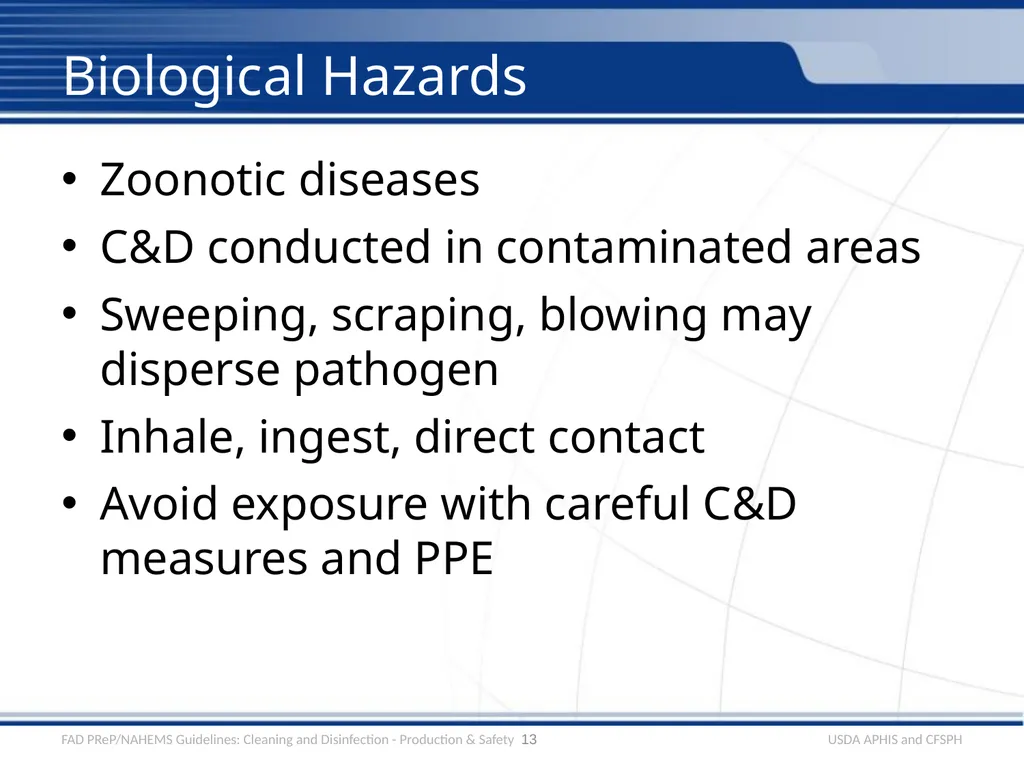 Cleaning and Disinfection Production Situations, - slide 13 of 18