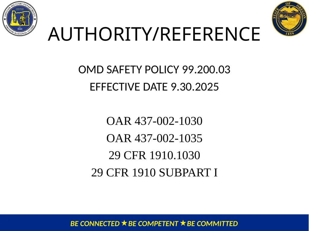 OMD Safety Policy Training EXPOSURE CONTROL PLAN / - slide 2 of 47