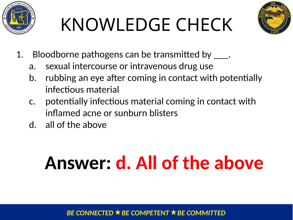 OMD Safety Policy Training EXPOSURE CONTROL PLAN / - slide 38 of 47
