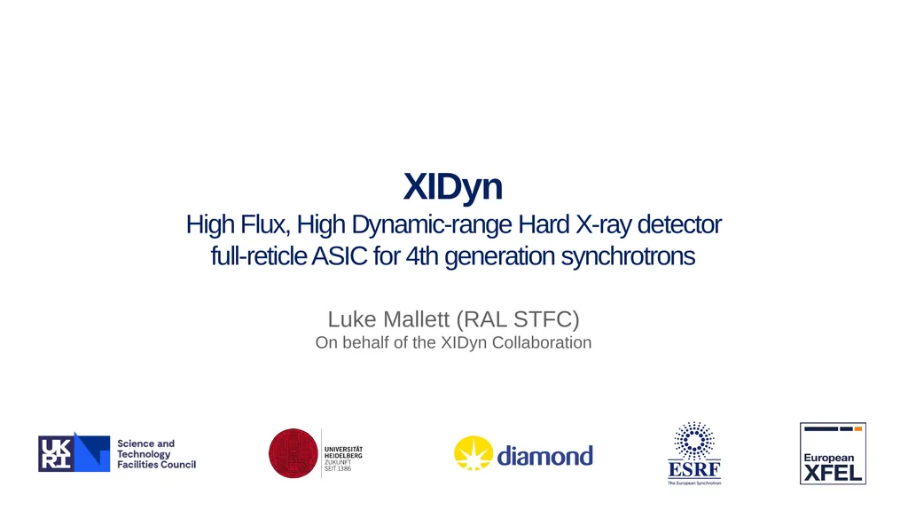 XIDyn High Flux, High Dynamic-range Hard X-ray - slide 1 of 30