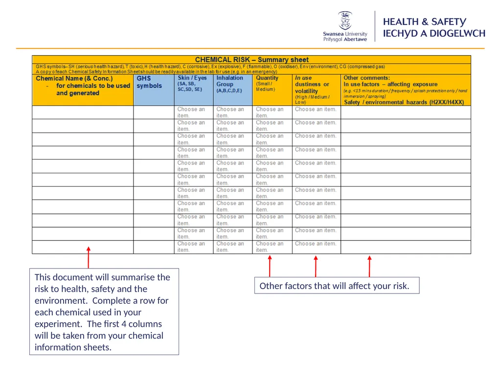 Chemical Risk Assessment Guidance for each - slide 11 of 17