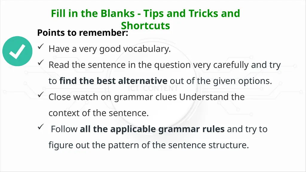 Fill in the Blanks - Tips and Tricks and Shortcuts - slide 2 of 29