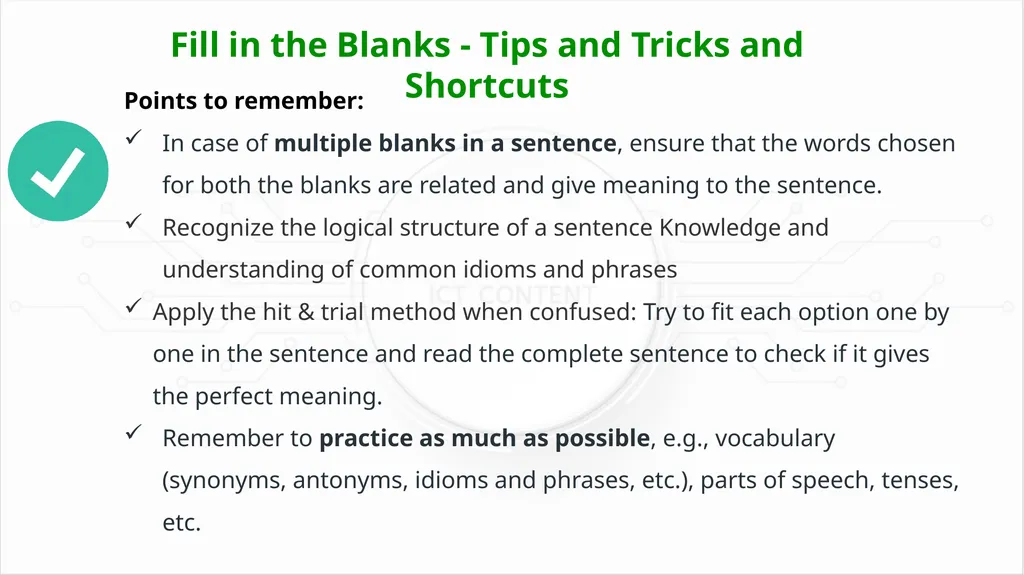 Fill in the Blanks - Tips and Tricks and Shortcuts - slide 3 of 29