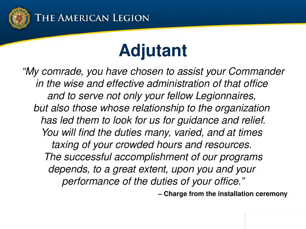 POST ADMINISTRATION (ADJUTANT) COURSE UPDATED NOV. - slide 6 of 73
