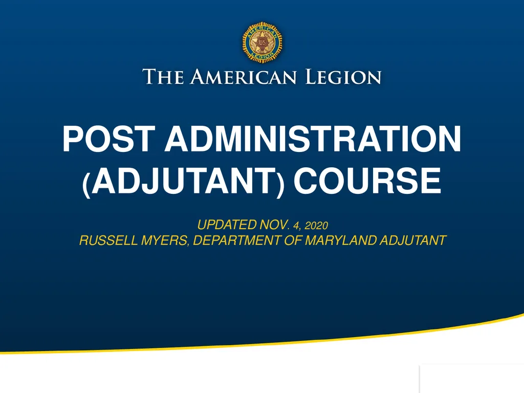 POST ADMINISTRATION (ADJUTANT) COURSE UPDATED NOV. - slide 1 of 73