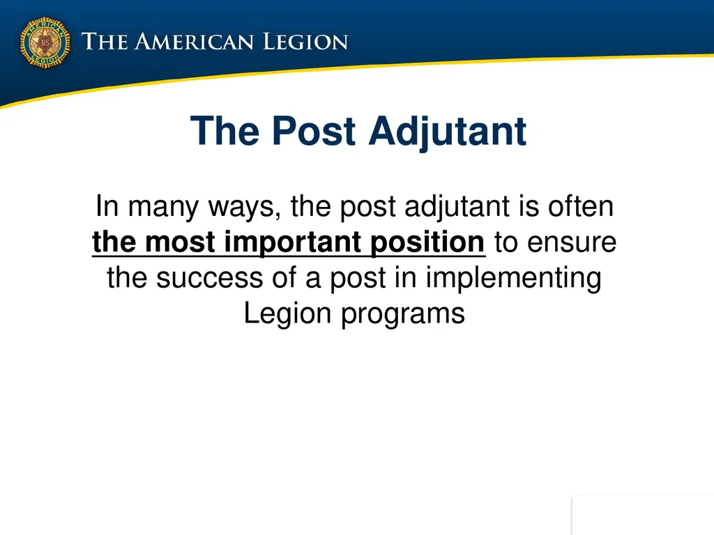 POST ADMINISTRATION (ADJUTANT) COURSE UPDATED NOV. - slide 71 of 73