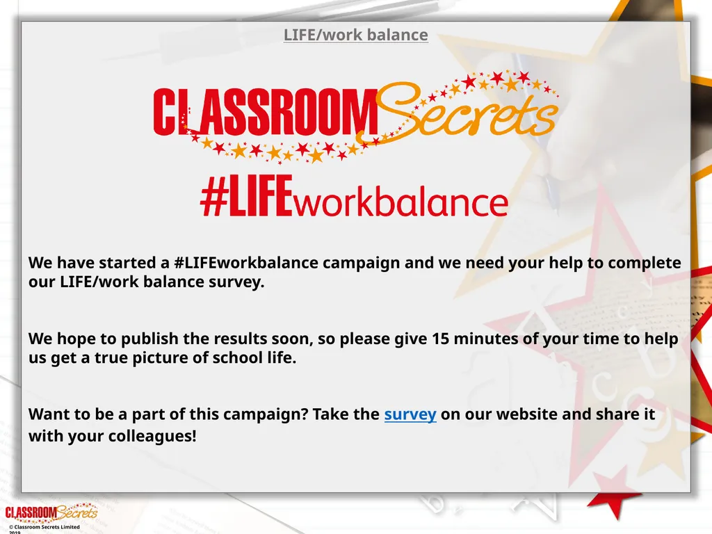 LIFE/work balance We have started a - slide 1 of 21