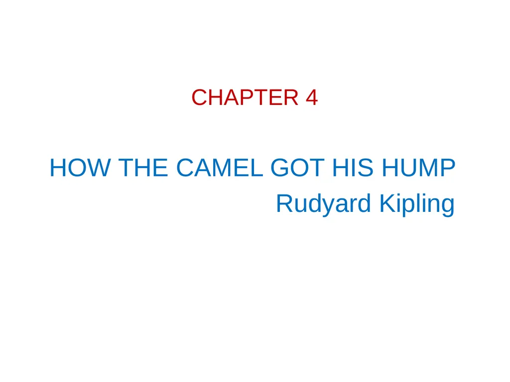 CHAPTER 4 HOW THE CAMEL GOT HIS HUMP Rudyard - slide 1 of 6