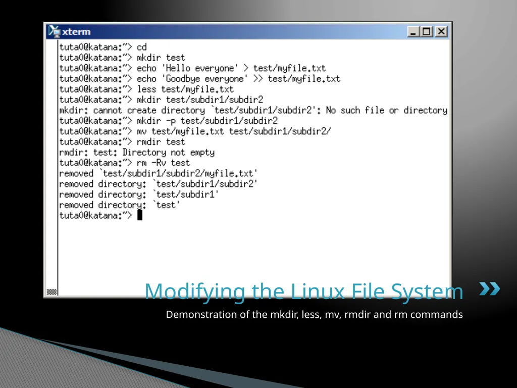 Introduction to Linux “Linux at the Command Line” - slide 27 of 30