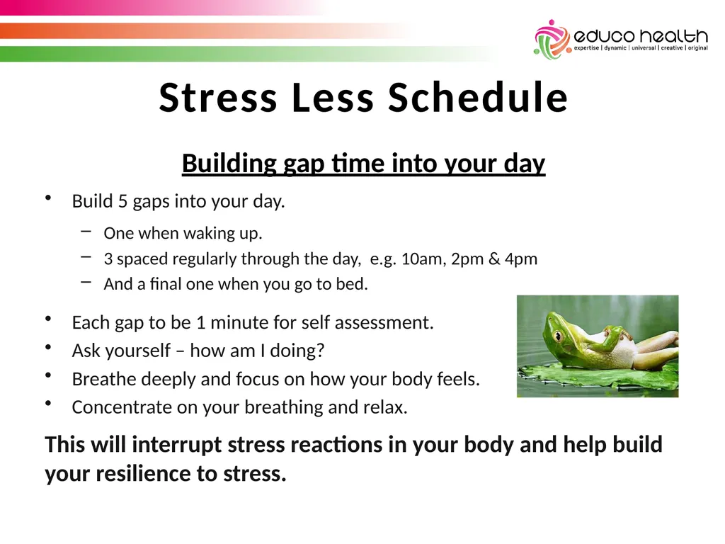 Stress Awareness House Keeping & Introductions - slide 16 of 34
