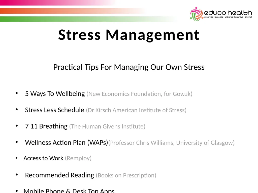Stress Awareness House Keeping & Introductions - slide 14 of 34