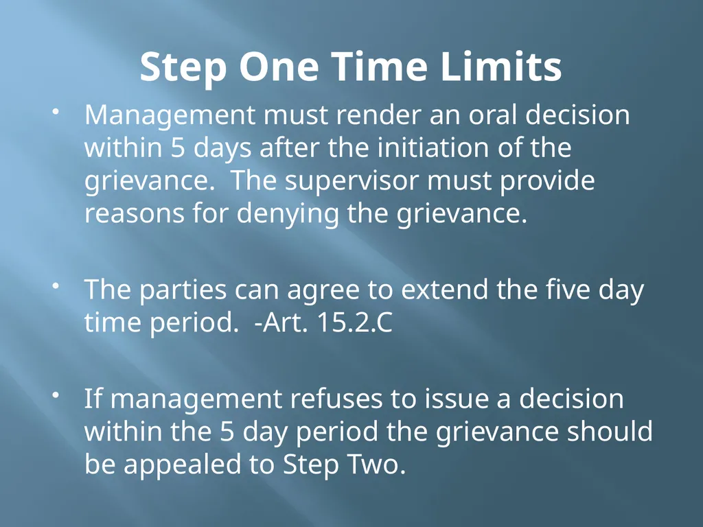 Grievance Time Limits Where Does Time Begin? With - slide 5 of 11