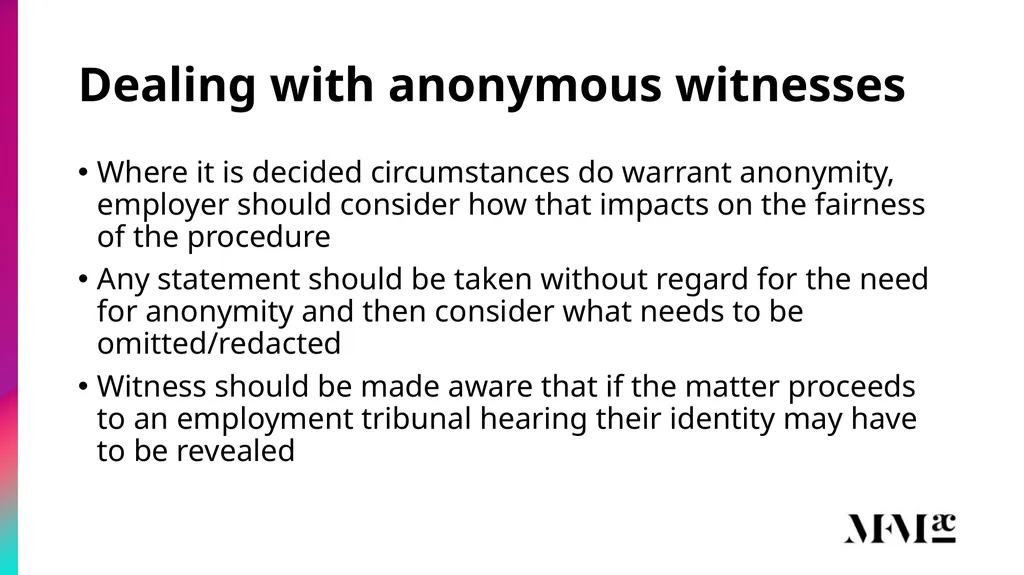 Conducting disciplinary & grievance investigations - slide 16 of 21