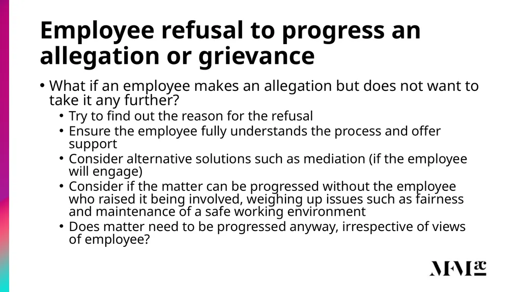Conducting disciplinary & grievance investigations - slide 14 of 21
