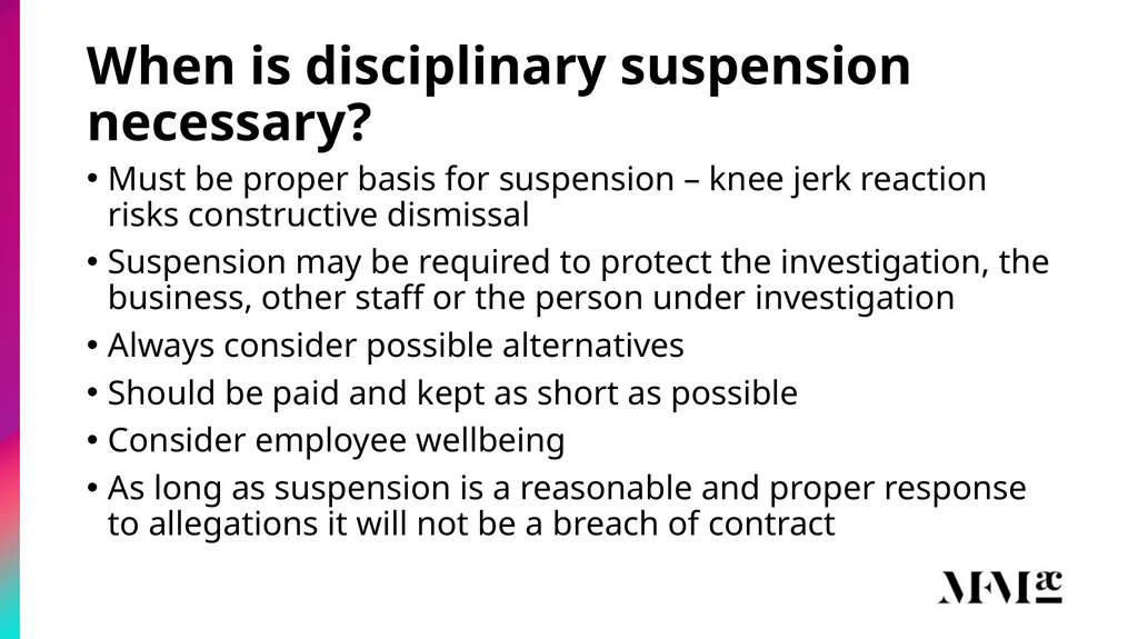 Conducting disciplinary & grievance investigations - slide 13 of 21