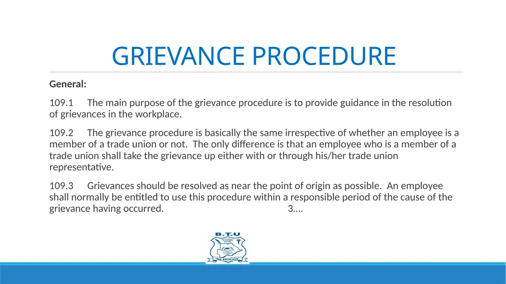 GRIEVANCES AND DISCIPLINARY PROCEDURES Prepared by - slide 3 of 21