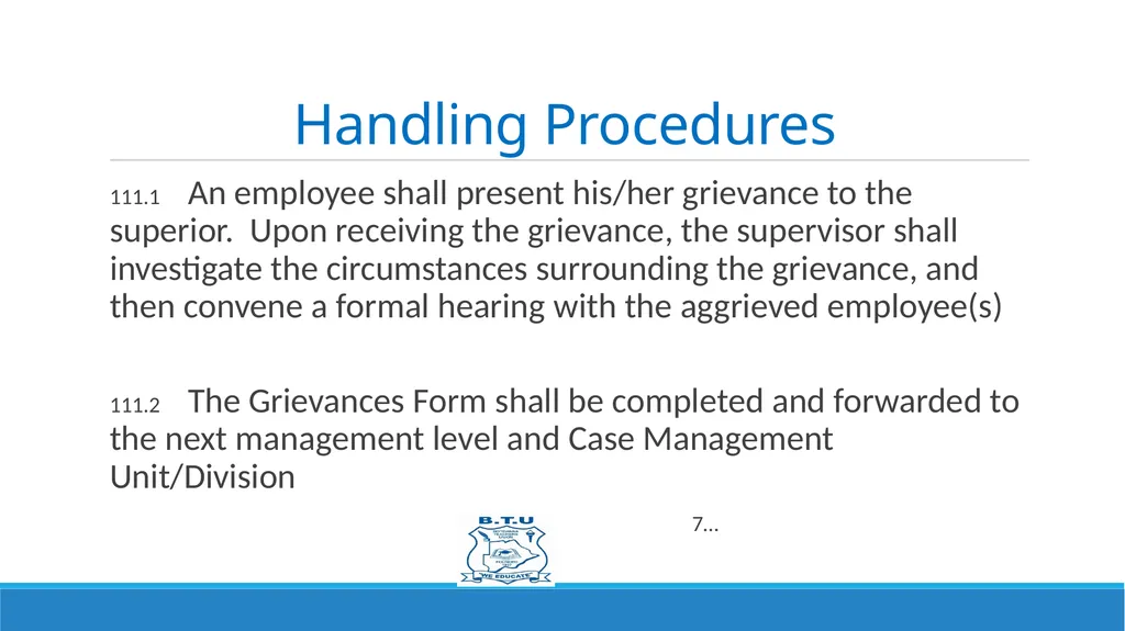 GRIEVANCES AND DISCIPLINARY PROCEDURES Prepared by - slide 6 of 21