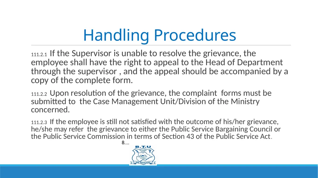 GRIEVANCES AND DISCIPLINARY PROCEDURES Prepared by - slide 7 of 21