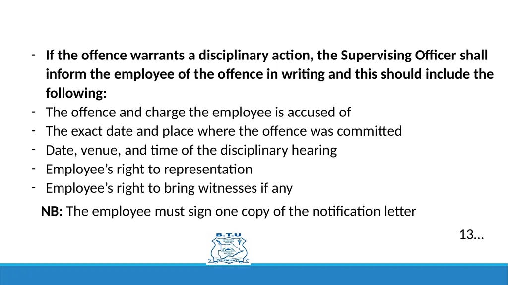 GRIEVANCES AND DISCIPLINARY PROCEDURES Prepared by - slide 12 of 21