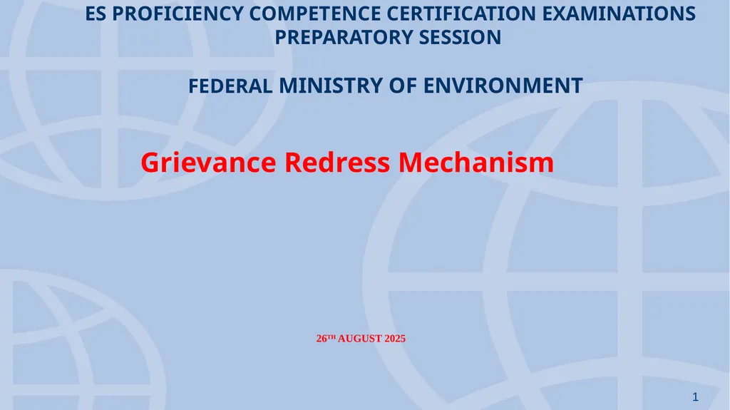 1 ES PROFICIENCY COMPETENCE CERTIFICATION - slide 1 of 29