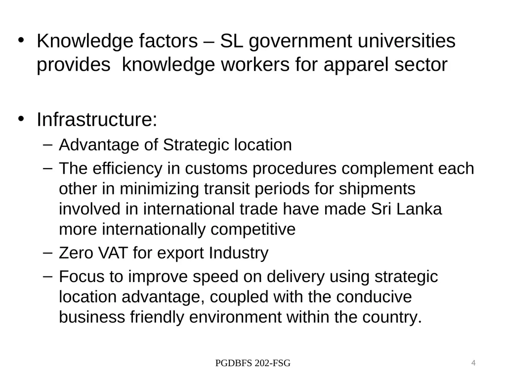 Competiveness of Sri Lankan apparel industry - slide 4 of 9