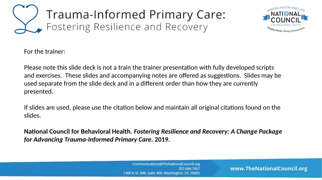 For the trainer: Please note this slide deck is - slide 1 of 26