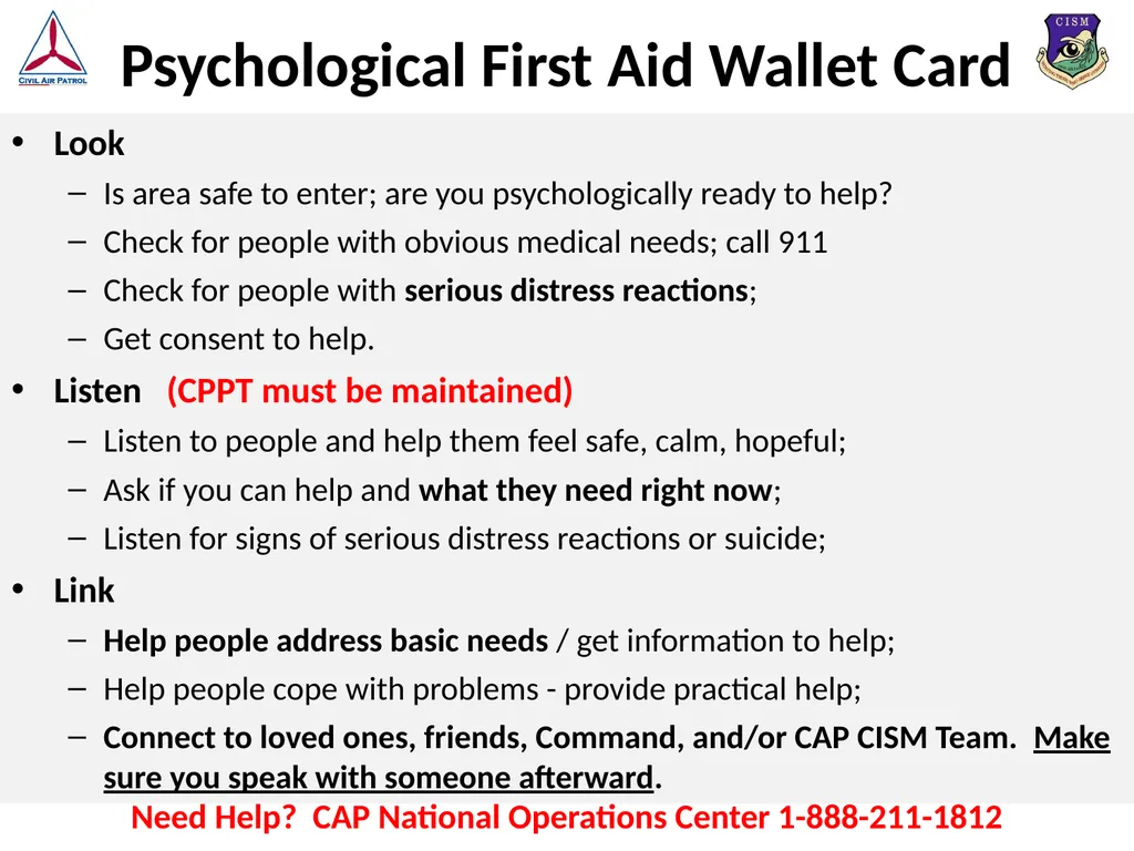 Look, Listen, and Link (LLL) Basic Psychological - slide 27 of 37