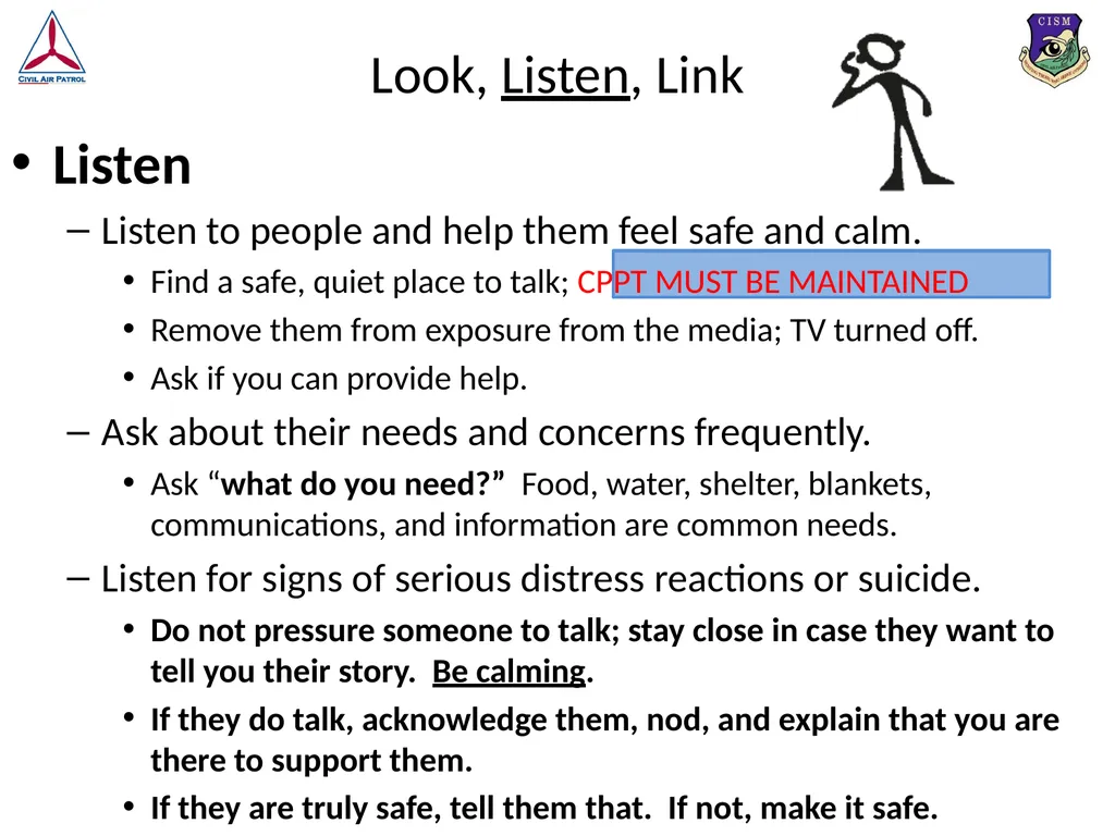 Look, Listen, and Link (LLL) Basic Psychological - slide 15 of 37