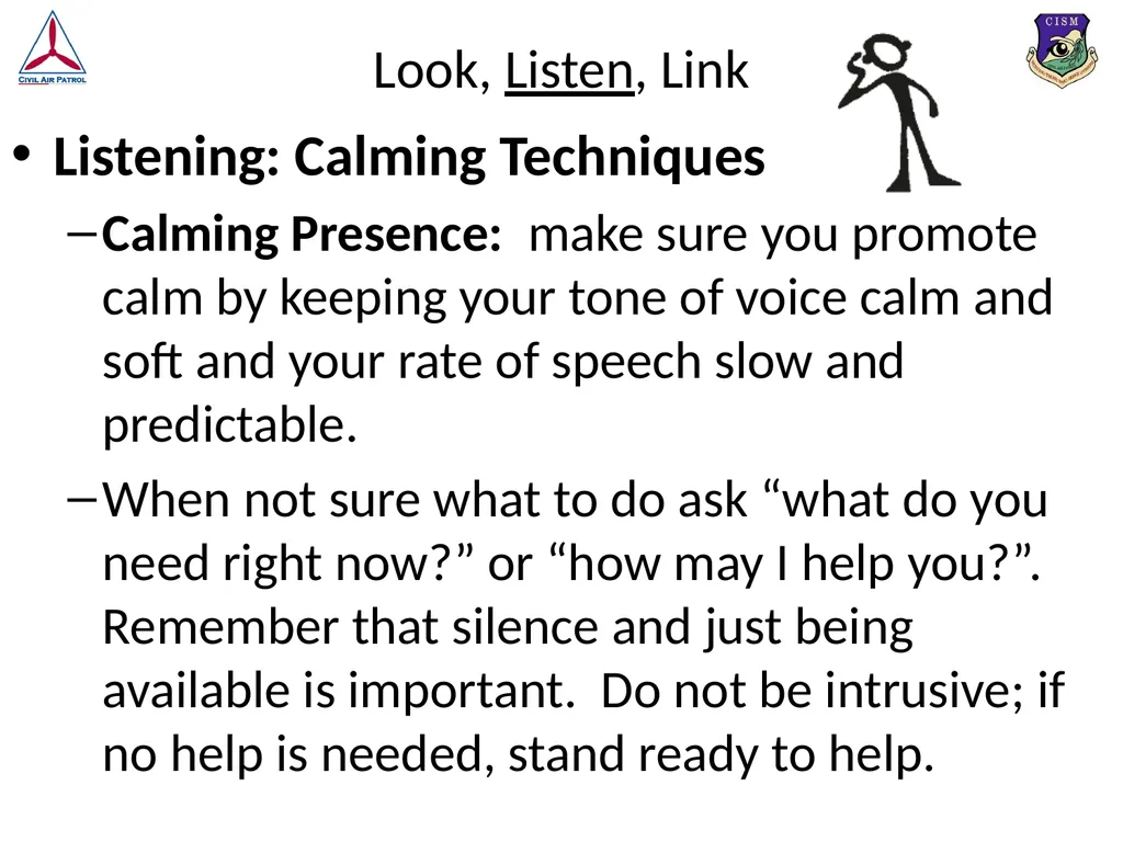 Look, Listen, and Link (LLL) Basic Psychological - slide 18 of 37