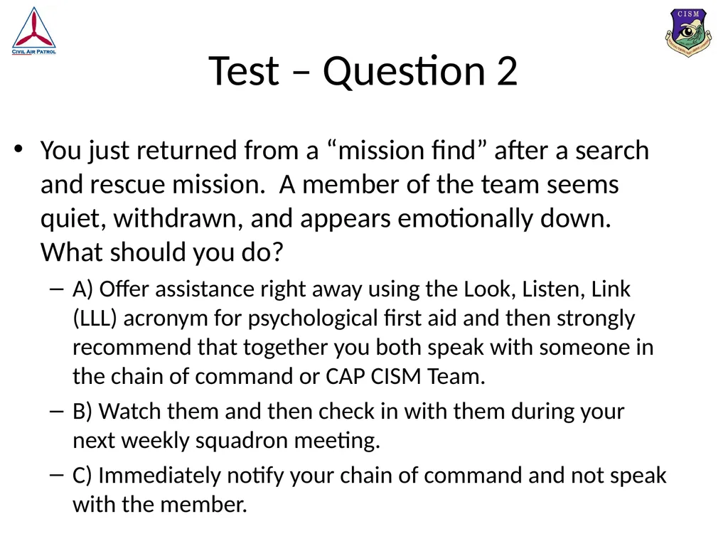 Look, Listen, and Link (LLL) Basic Psychological - slide 30 of 37