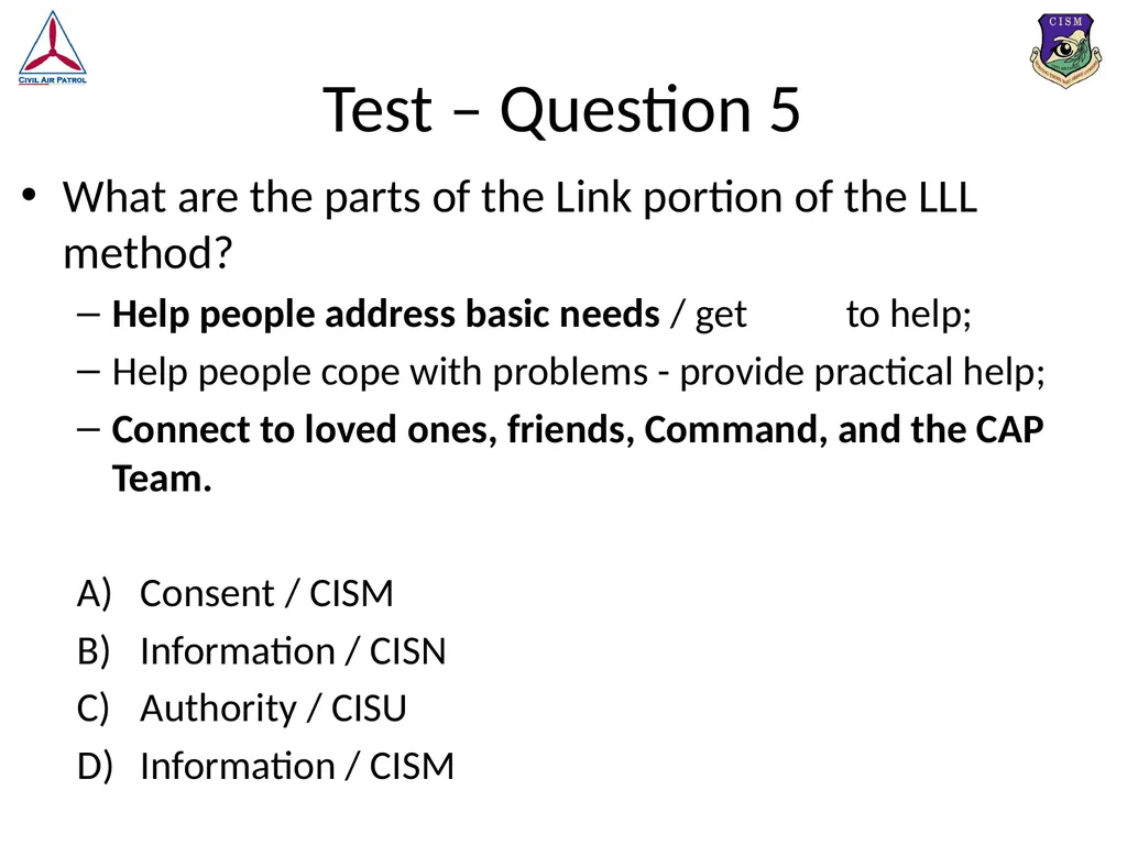 Look, Listen, and Link (LLL) Basic Psychological - slide 33 of 37