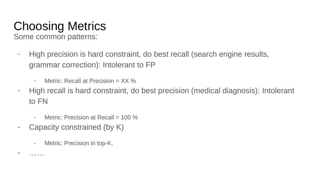 Evaluation Metrics CS229 Yining Chen (Adapted from - slide 30 of 31