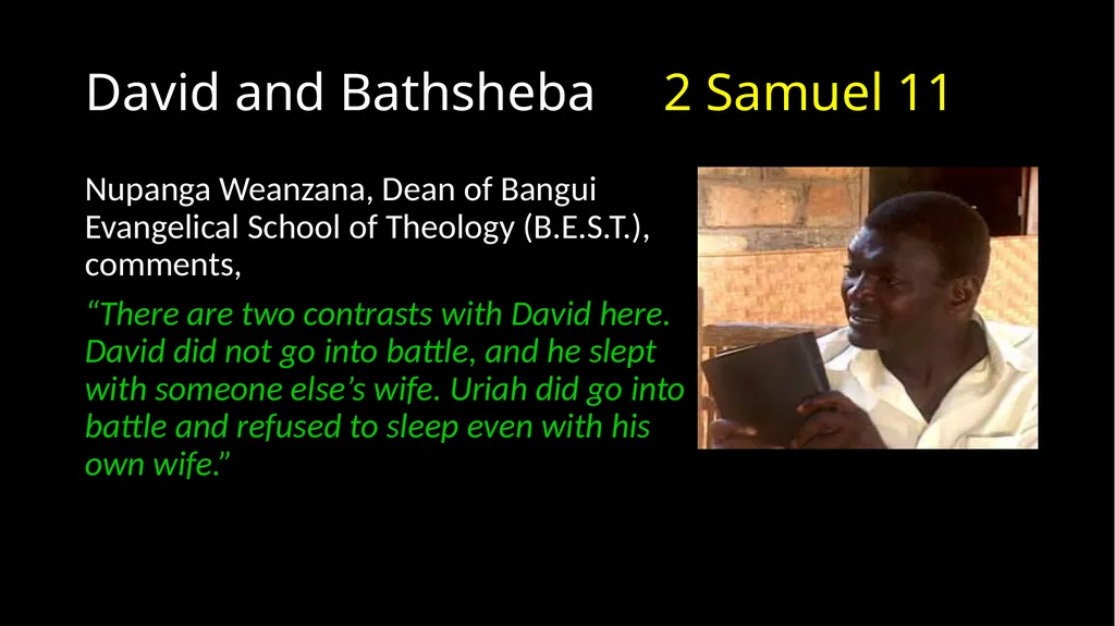 David’s Downfall 2 Samuel 11 – 12 David’s Downfall - slide 9 of 47
