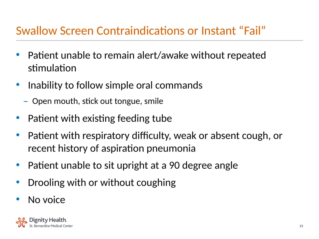 BEDSIDE SWALLOW SCREEN FOR DYSPHAGIA Laura Cowen - slide 13 of 18