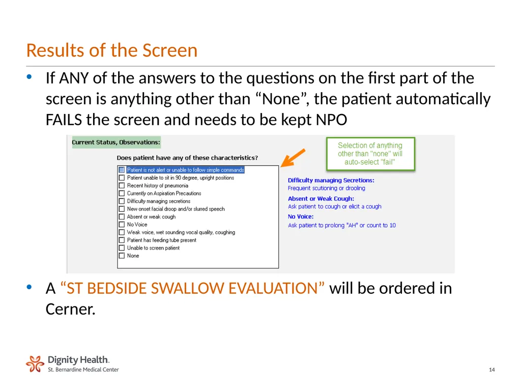 BEDSIDE SWALLOW SCREEN FOR DYSPHAGIA Laura Cowen - slide 14 of 18