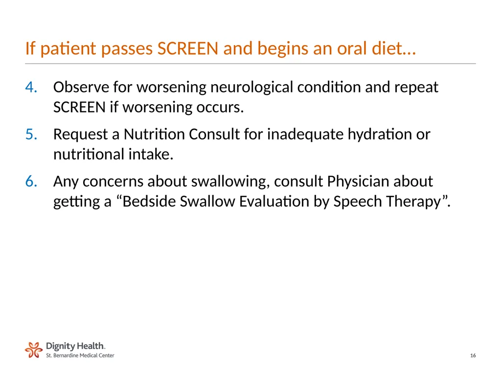 BEDSIDE SWALLOW SCREEN FOR DYSPHAGIA Laura Cowen - slide 16 of 18