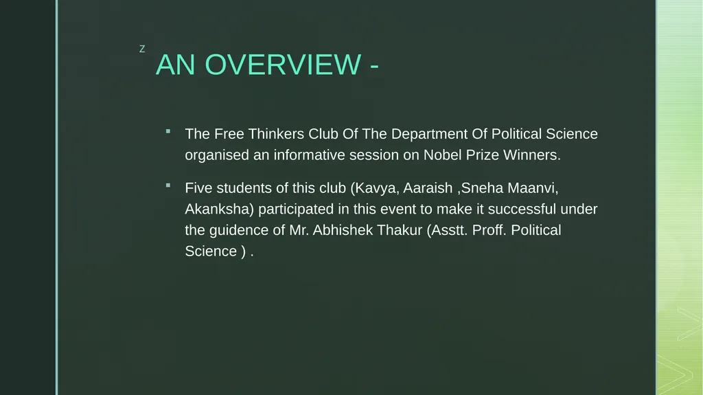 AN INTERACTIVE SESSION ON NOBEL PRIZE WINNERS Date - slide 4 of 11