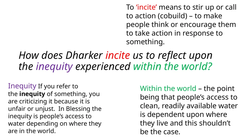 Blessing by Imtiaz Dharker How does Dharker incite - slide 4 of 9