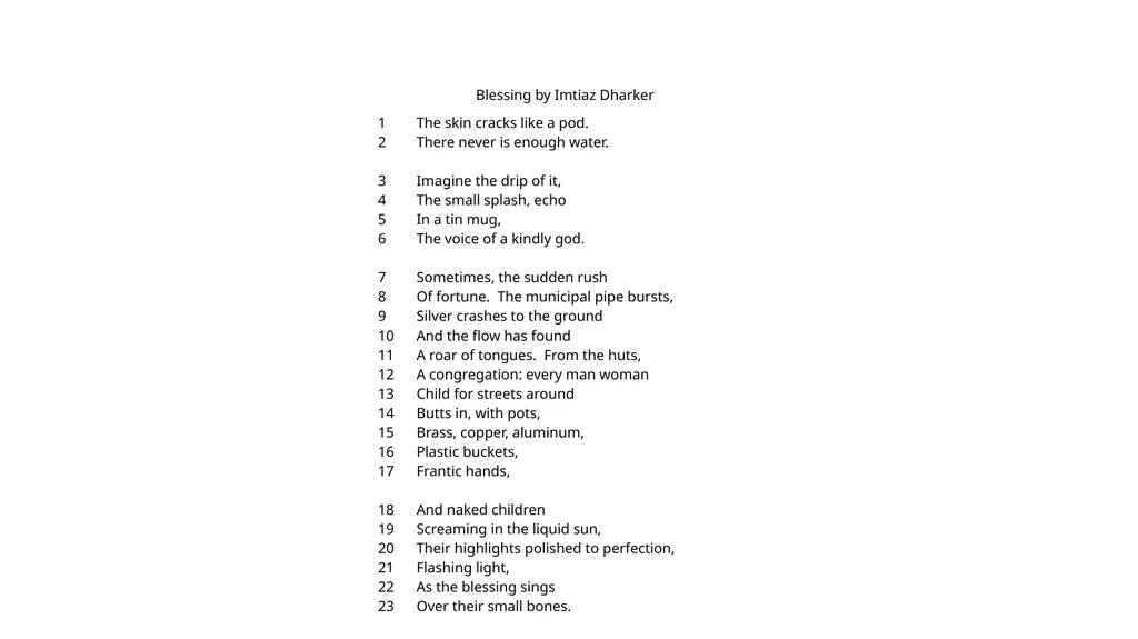 Blessing by Imtiaz Dharker How does Dharker incite - slide 3 of 9