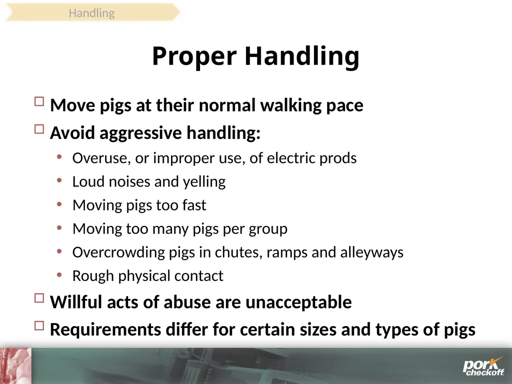 Pig Behavior Handling Fitness of Pig ! Section - slide 33 of 53
