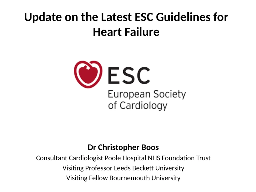 Update on the Latest ESC Guidelines for Heart - slide 1 of 14