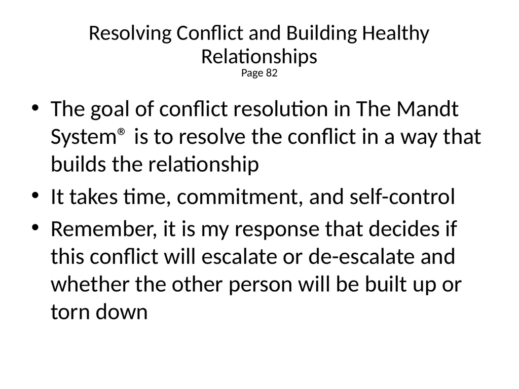 1 The Mandt System® Relational Skills Chapter 1 - slide 99 of 102
