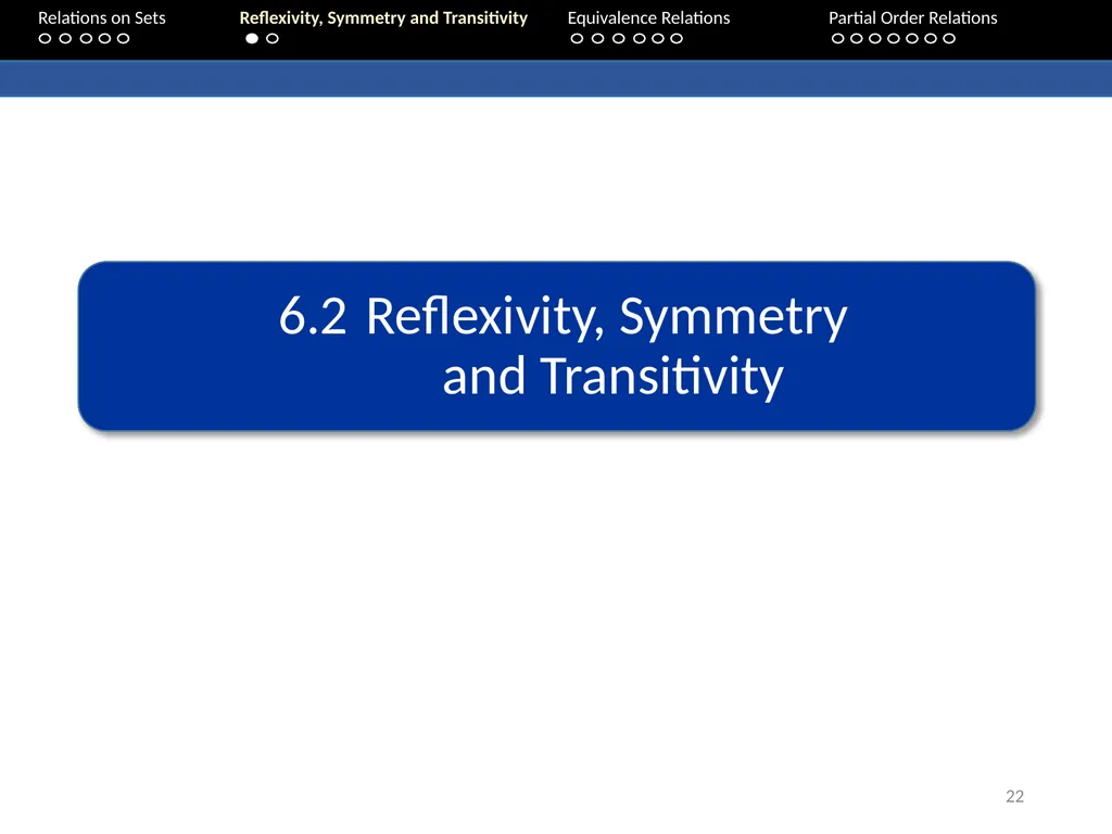 Aaron Tan Relations on Sets Reflexivity, Symmetry - slide 22 of 93